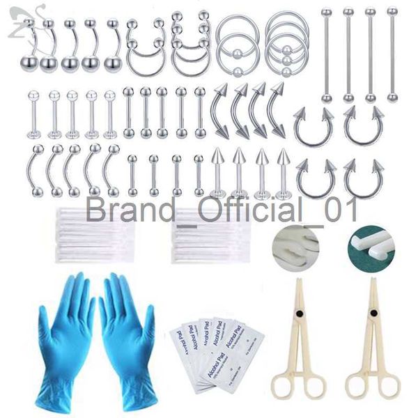 ZS 11-12 unids/lote Kit de Piercing para el cuerpo G23 agujas de pasador cónico roscado de titanio nariz lengua cartílago ceja ombligo pezón Piercings x0808