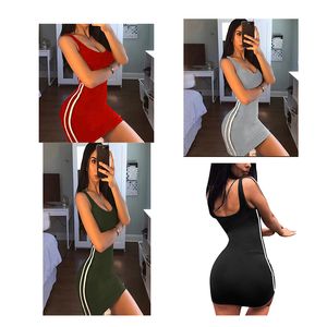 Zsiibo Robe d'été Sexy Woman Designer Robes Bandage Bodycon Sans manches Soirée Club Party Courte Mini Fashion High Waited Close Ajustement Bars parallèles Sports