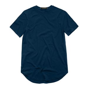 Camiseta ZSIIBO TX135-C para hombre, camiseta de barrido redondo extendido, dobladillo curvo, camisetas de línea larga, ropa informal urbana en blanco de Hip Hop