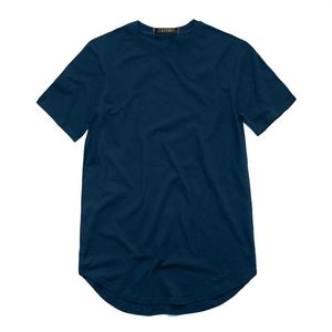 ZSIIBO TX135-C T-Shirt pour hommes T-Shirt à balayage rond étendu ourlet incurvé longue ligne hauts Hip Hop urbain blanc Streetwear304S