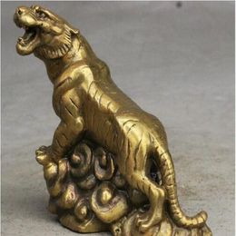 Zsr 601 folk chine chino fengshui laton ferocidad Zodiaco Tigre animal estatua escultura297q