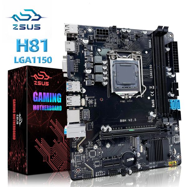 ZSUS H81 Placa base LGA 1150 Base de soporte Pentium Celero Core i3 i5 i7 4to procesador DDR3 RAM SATA30 USB30 240326