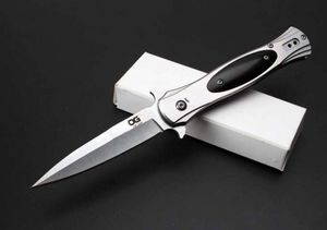 S0 g Spec-Elite I Cuchillo plegable 8Cr14Mov Hoja lisa satinada, mangos de acero + ébano Supervivencia para acampar al aire libre Autodefensa EDC Cuchillos tácticos