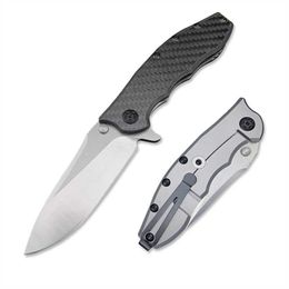 Cuchillo plegable con mango de fibra de carbono ZT0562, cuchillos de bolsillo tácticos para caza y acampada, EDC