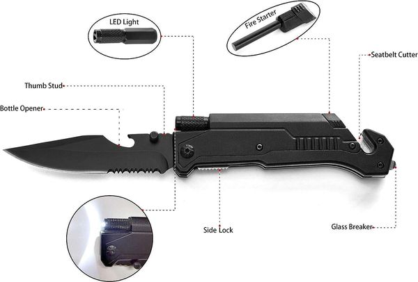 Cuchillo táctico Ztech, cuchillo plegable con escultura personalizada para hombre, cuchillo de bolsillo único y fresco para acampar, pescar y cazar para hombres 718