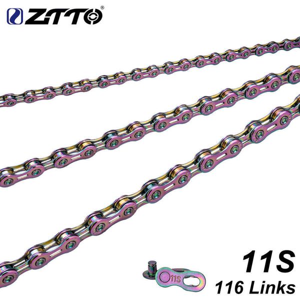 ZTTO 11 vitesses chaîne de vélo coloré 116 liens 11s 22 s vtt 11 vitesses chaînes de vélo de route de montagne avec connecteur de lien manquant 0210