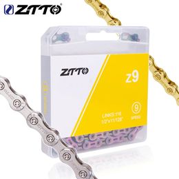 ZTTO 9 vitesses chaînes de vélo 116 liens 9 S vtt chaîne de vélo de route de montagne avec connecteur de lien manquant magique 9 vitesses 21 s 240118