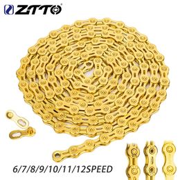ZTTO MTB Road Bike Gold Chain 678S 9S 10S 11s 12S Speed ​​Universal Hoge Kwaliteit Duurzame stroom met ontbrekende link 231221