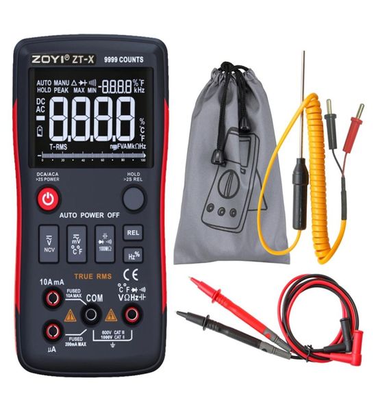 Multímetro digital ZTX Voltímetro CA CC valores eficaces verdaderos NCV Diodo Condensador Resistencia Termopar Retención de datos LCD AutoRange Multímetros1840889