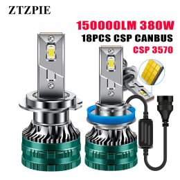 ZTZPIE 6000K HB3 HB4 9005 9006 H1 H7 H4 H11 LUPA BULB CANBUS LED LAMP CSP 3570 High Power Car Phadight Light 380W 150000LM