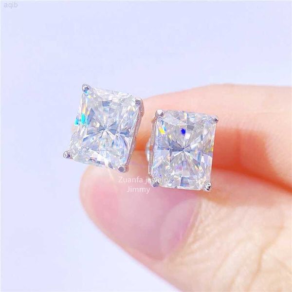 Zuanfa Best Selling Silver Jewelry 1ct-3ct d Lab Radiant Moissanite Diamond Popular 925 Sterling Silver Mens Stud Pendientes