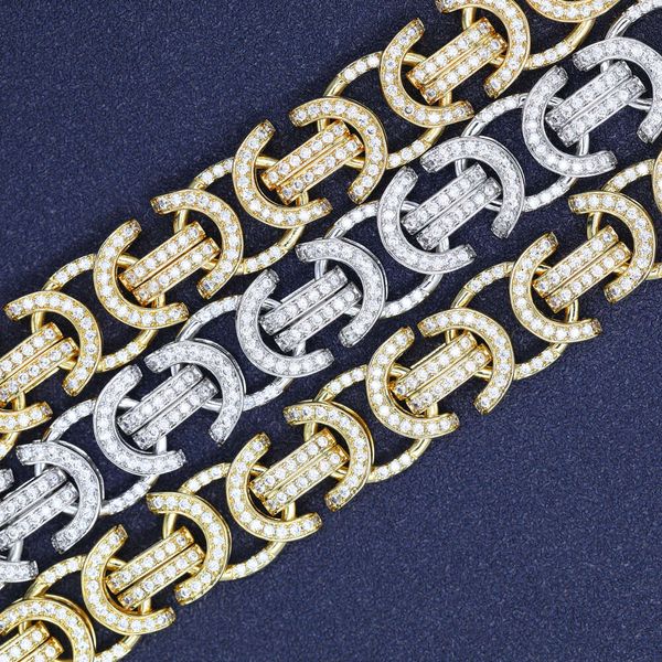 Zuanfa joyería bizantina personalizada Hip Hop hombres mujeres chapado en oro Cz diamante helado cadena de eslabones cubanos collar de pulsera