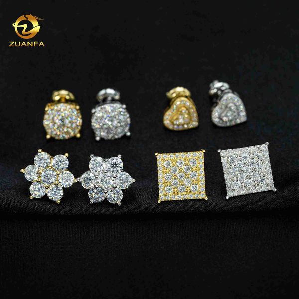 Zuanfa, pendientes de diamantes de moissanita hechos a medida, Hip Hop, joyería de moda para hombres y mujeres, pendiente de plata 925 chapado en oro de 18k