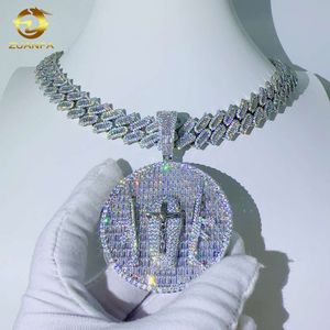 Zuanfa Custom Moissanite sieraden Sier hanger hiphop schijf vaste hanger VVS diamanten ketting
