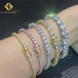 Zuanfa Fine Jewelry Colliers 3/4/5mm Aaaaa Cz Tennis Chain 925 Sterling Silver Bracelet Necklace