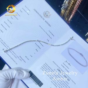 Zuanfa Hip Hop Jewelry 10k Real Solid Gold Hpht Lab Grown Diamond 2mm Tennis Bracelet Collier