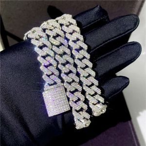 Zuanfa Sieraden Mode Trendy 13mm Breedte Iced Out 925 Sterling Zilver Losse Moissanite Diamant Cubaanse Link