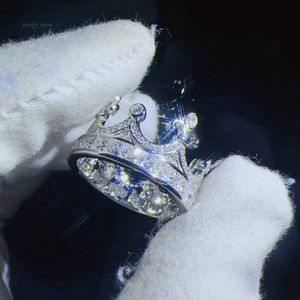 Joya de Zuanfa STERLING Silver 925 MOISSANITE RING VVS PRINCESS CUT Diamante Hip Hop Corona Anillo