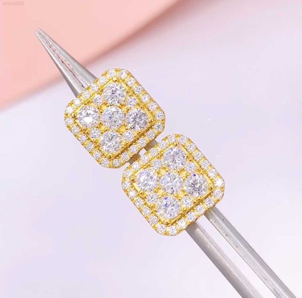 Zuanfa – boucles d'oreilles de luxe pour hommes, bijoux de 11mm de largeur, diamant Vvs glacé, Hip Hop, vis arrière, Style carré, Moissanite