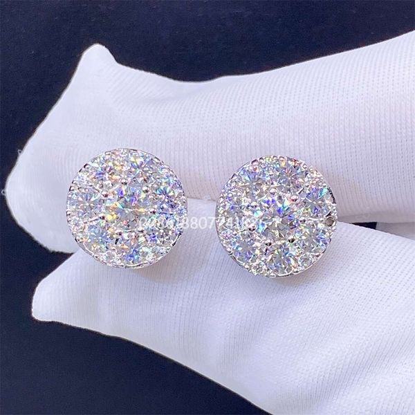 ZUANFA Micro Pave Sterling Sier Prong Set Vvs Pendientes de moissanita de diamantes cultivados/creados en laboratorio