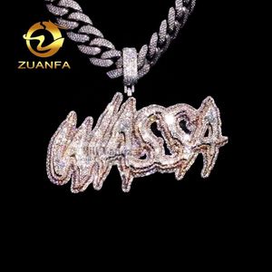 Zuanfa Moisanite Iced Out Full Diamonds Letter Initial Name Collier de bijoux Pendants personnalisés personnalisés de haute qualité