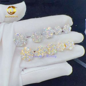 Zuanfa Populaire Pass Diamond Tester Fijne Sieraden 925 Zilver 8mm 12mm 15mm Bloem Oorbellen Vvs Moissanite Stud oorbellen