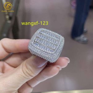 Zuanfu Sieraden Custom Iced Out luxe grote 30mm hip hop rapper 925 sterling zilver vvs moissanite iced out mannen diamanten ring