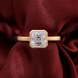 Zuanyang – bague de fiançailles en diamant Moissanite, bijoux tendance, coupe Def Asscher, or massif 10k, mat, cadeau pour fille, 2023