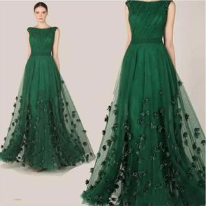 Zuhair Murad 2020 Avondjurken Emerald Green Cap Sleeve Prom jurken vrouwen op maat gemaakte kanten appliques speciale gelegenheid jurk 351V
