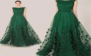 Zuhair Murad 2020 Avondjurken Emerald Green Cap Sleeve Prom Jurden Women Custom Made Lace Appliques Speciale gelegenheid Jurk 9893507