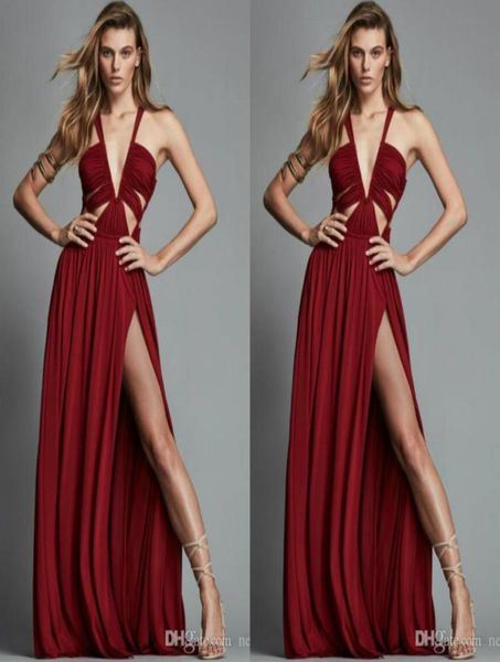 Zuhair Murad 2020 Vestidos de noche Mujeres Diseño único Red High Slit Chiffon Grus Prom Gowns Longitud de piso Longitud Especial DRE3746083