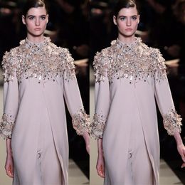 Zuhair Murad kralen avondjurken met hoge kraag mouw jumpsuits feestjurken runway mode lange formele jurk ogstuff