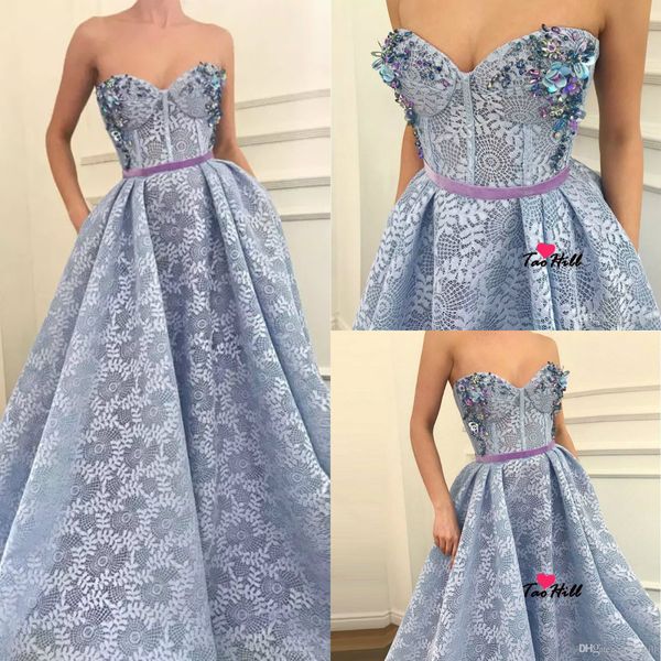 Zuhair Murad Robes De Soirée Chérie Dentelle Appliques Cristal Ceinture De Perles Robe De Bal Élégante Sur Mesure Plus La Taille Robes De Soirée Formelles