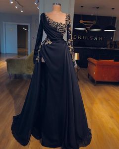 Zuhair Murad Moslim Avondjurken met Lange Mouwen Beaded Front Hoge Slits Uitsparingen Prom-jurken Dubai Abayas Jurken Avondkleding 2019
