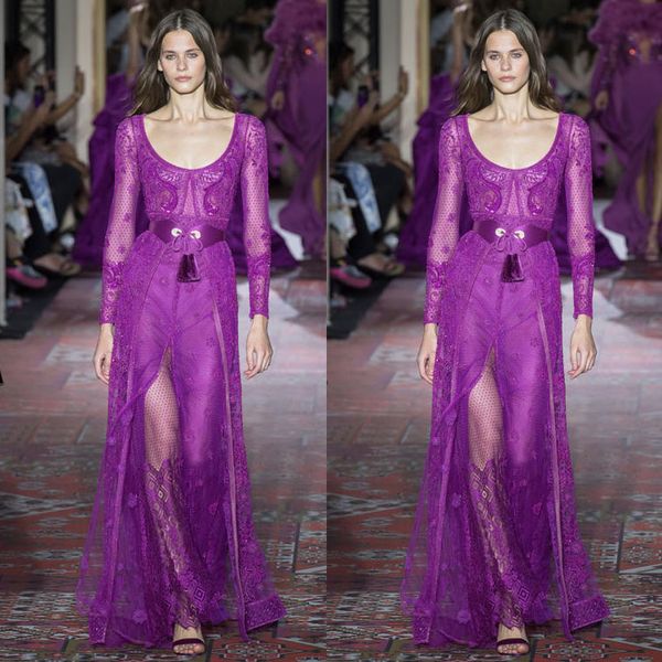 Zuhair Murad Purple Robes de soirée Scoop Necl