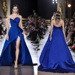 Zuhair Murad – robe de soirée bleu Royal, Sexy, col en cœur, robes de bal Hi Lo, tapis rouge, à la mode