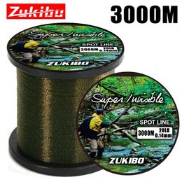 Zukibo 3000m onzichtbare gevlekte vislijn Japan Super sterke monofilament fluorocarbon gecoate nylon vlieg sink pesca 240407