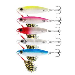 ZUKIBO 5 pièces plume métal moulé Jig cuillère 10G 15G 20G Shore Casting gabarits poisson bar de mer pas lent leurre de pêche appât artificiel 240113