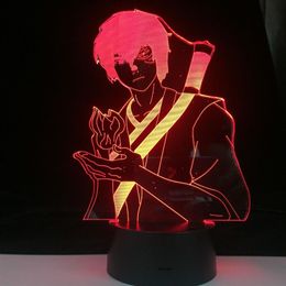 Zuko Anime Nightlight Avatar The Last Airbender Touch Butoon USB Led 7 Colors Anime Fans Gifts Home Decor Table Lamp258W