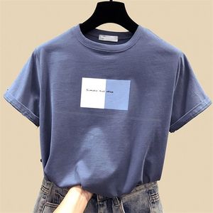 Zuolunouba Simple Harajuku Coton T-shirt Femmes À Manches Courtes Étudiant Demi-manche T-shirt Été Lâche Preppy Style Tees Tops 210401
