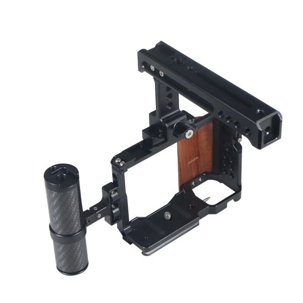 ZVE10 CAME CAGE Poignée en bois avec poignée côté supérieur Kit de plate-forme de plaque rapide pour la plaque de dégagement pour Sony ZV-E10 DSLR pour le trépied ARCA