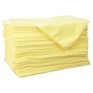 Chiffons de nettoyage en microfibre, 16 pouces x 16 pouces, jaune, paquet de 48