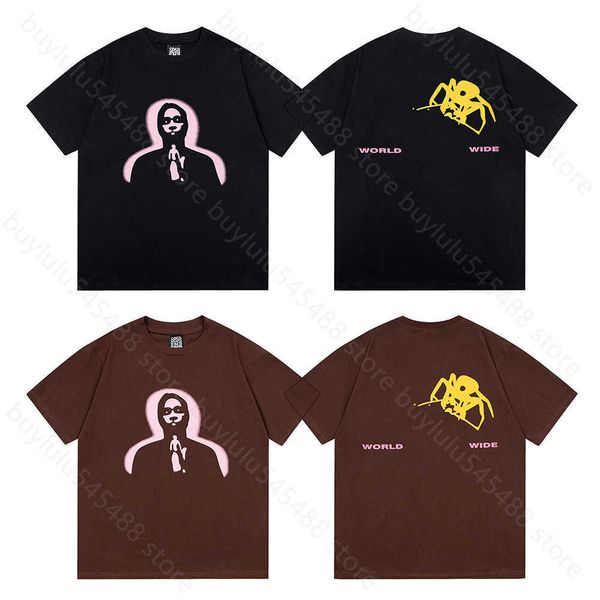 Zwj8 Spider Web Camiseta para hombre Diseñador Sp5der Camisetas para mujer Moda 55555 Manga corta Thug Angel Brown Impreso Hilo doble de alta calidad Algodón puro