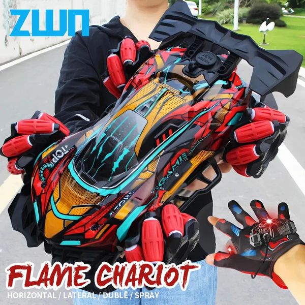 ZWN RC Drift Car avec des lumières LED musicales 2.4 g Glove gesture radio télécommande Casculé 4wd Electric Children Toy Vs Wltoys 240412