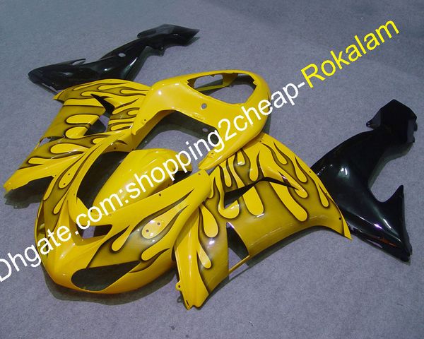 ZX 10R 06 07 Carénages de moto pour Kawasaki ZX-10R 2006 2007 ZX10R Kit de carénage jaune flamme noire (moulage par injection)