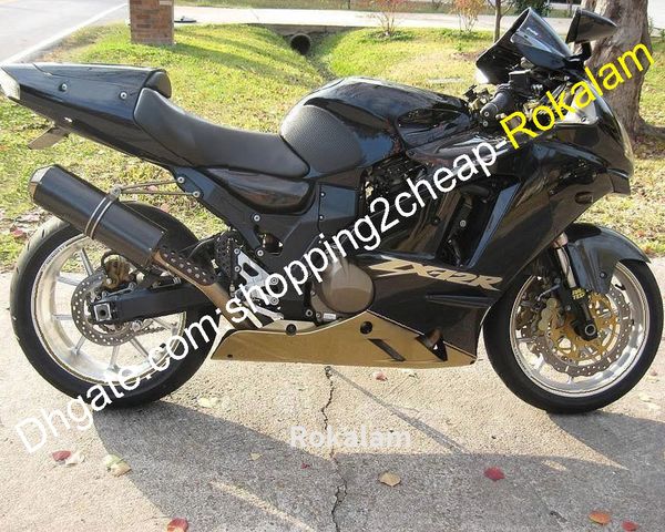 Kit de carenado de carrocería de motocicleta ZX-12R para Kawasaki Ninja ZX12R 2002 2003 2004 ZX 12R carenado negro dorado (moldeo por inyección)