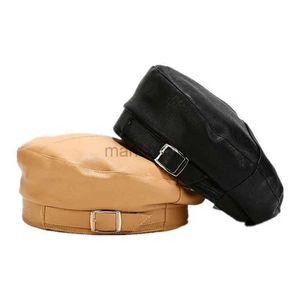 ZXEY Berets 2020 Four Seasons Solid Leather Buckle Beret Painter Chapeau octogonal Femmes and Girl 06 D24418