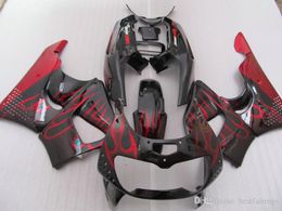 Carenados ZXMOTOR de gran oferta para Honda CBR900RR CBR 893 1995 1997 llamas rojas en kit de carenado negro CBR893 95 97 CV22