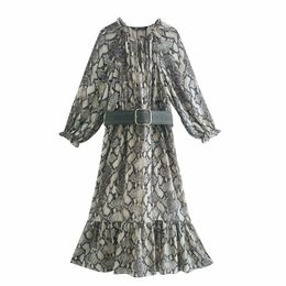 Zxoj vintage serpent imprimé femmes robes longues d'été