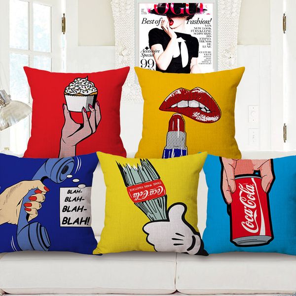 ZXZXOON POP ART Lips Home Textile Decorative Show Pillow Case Cubierta para el sofá decoración del hogar Capa de almofadas 45x45cm